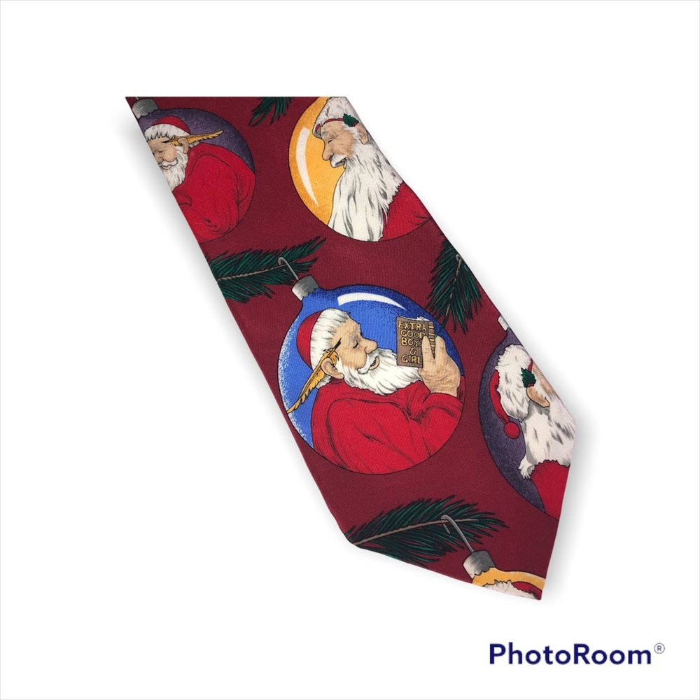 SATURDAY EVENING POST 1998 Silk Santa Christmas Ornament Neck tie EUC